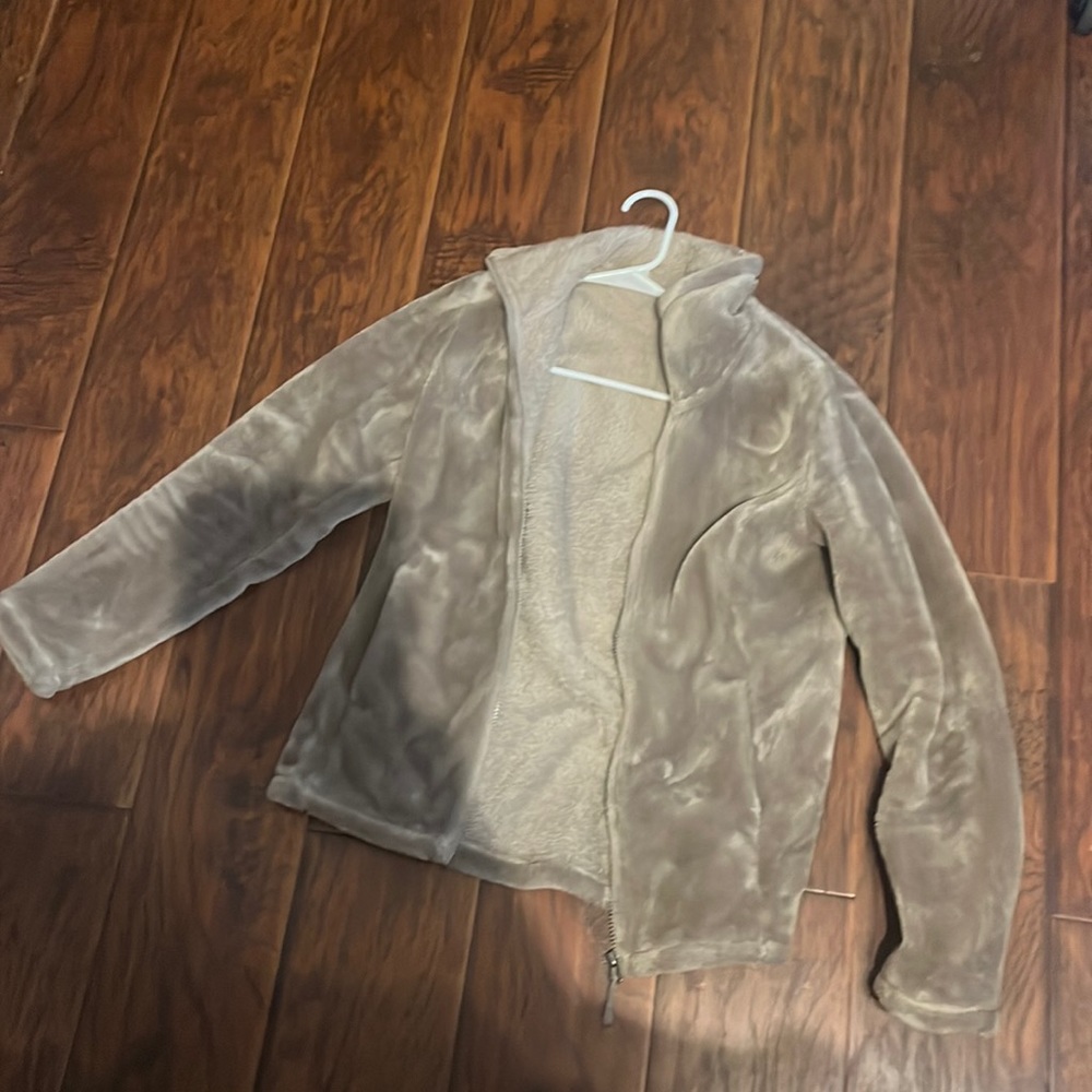 Womens tan fleece zip up jacket small